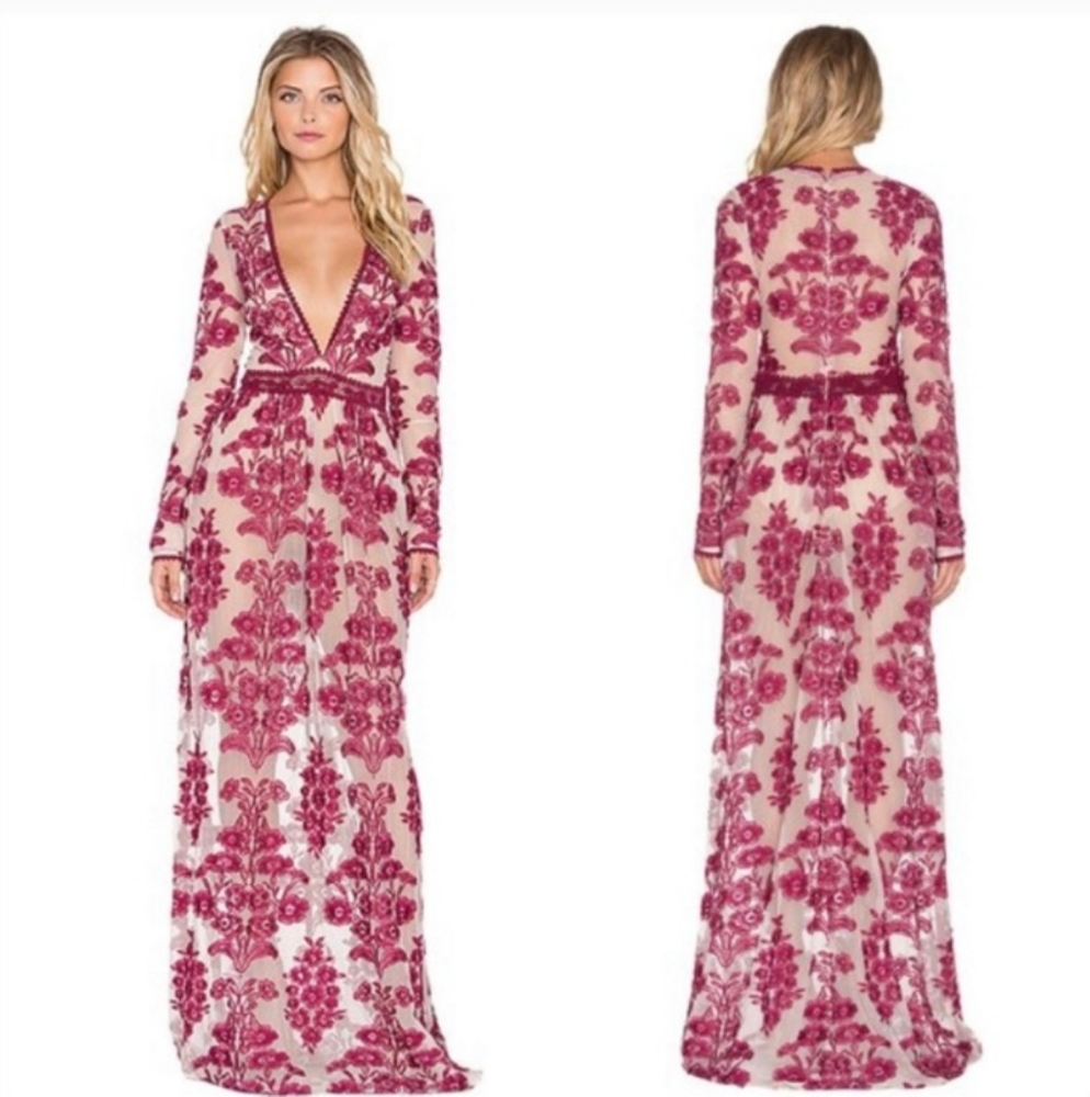 For Love & Lemons Berry Temecula Maxi Dress